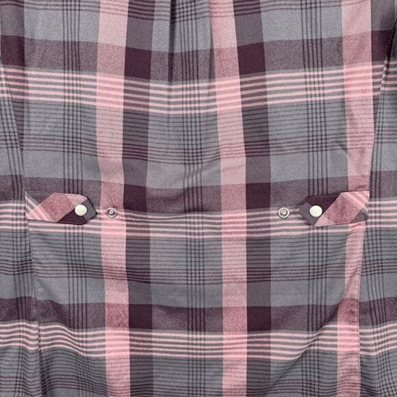 Flylow Brigette Tech Flannel in Shark Plaid Pink Purple Snap Close Size Small - Picture 6 of 13